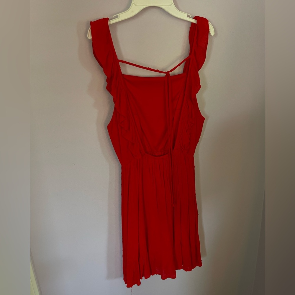 High Neck Red Ruffle Dress - Picture 4 of 5